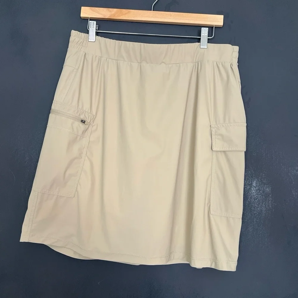 Baleaf Skirt Womens 2XL Tan Haas Cargo Zippered Pockets‎ Gorpcore Hiking UPF50+